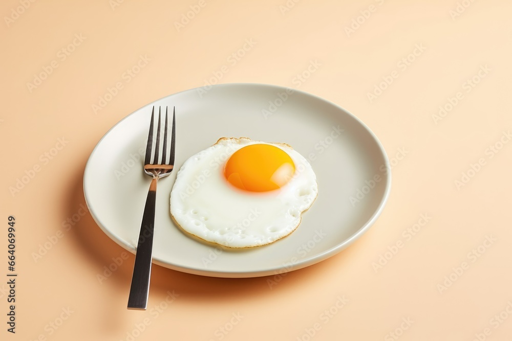 fried egg with fork top view fried egg with fork top view