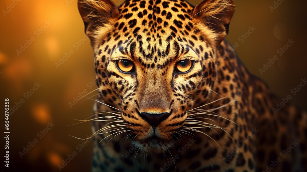 leopardo sépia  - obrazy, fototapety, plakaty 