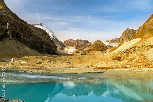 Small glacial lake near Matternhorn mount. Cermat, Switzerland alps photo