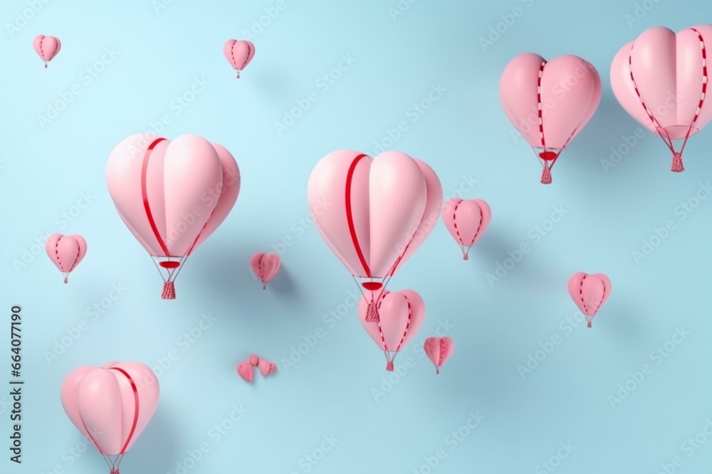 Air balloons in heart shape on clear background. Generative AI