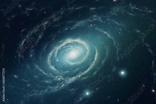 Spiral galaxy with stars in space. Abstract cosmos background. Generative AI