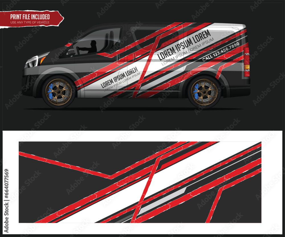 Race car wrap design vector for vehicle vinyl sticker 