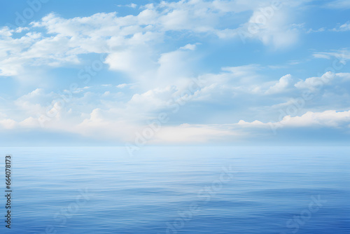 Blue sea and sky with clouds. Nature composition