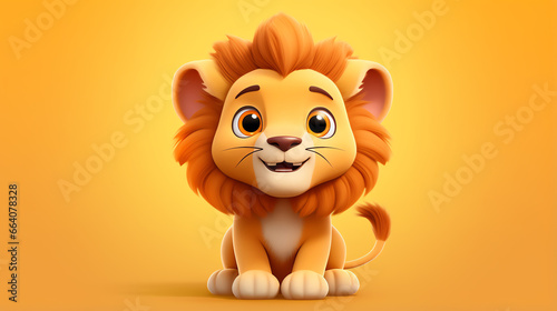 a cartoon lion sitting on a yellow background