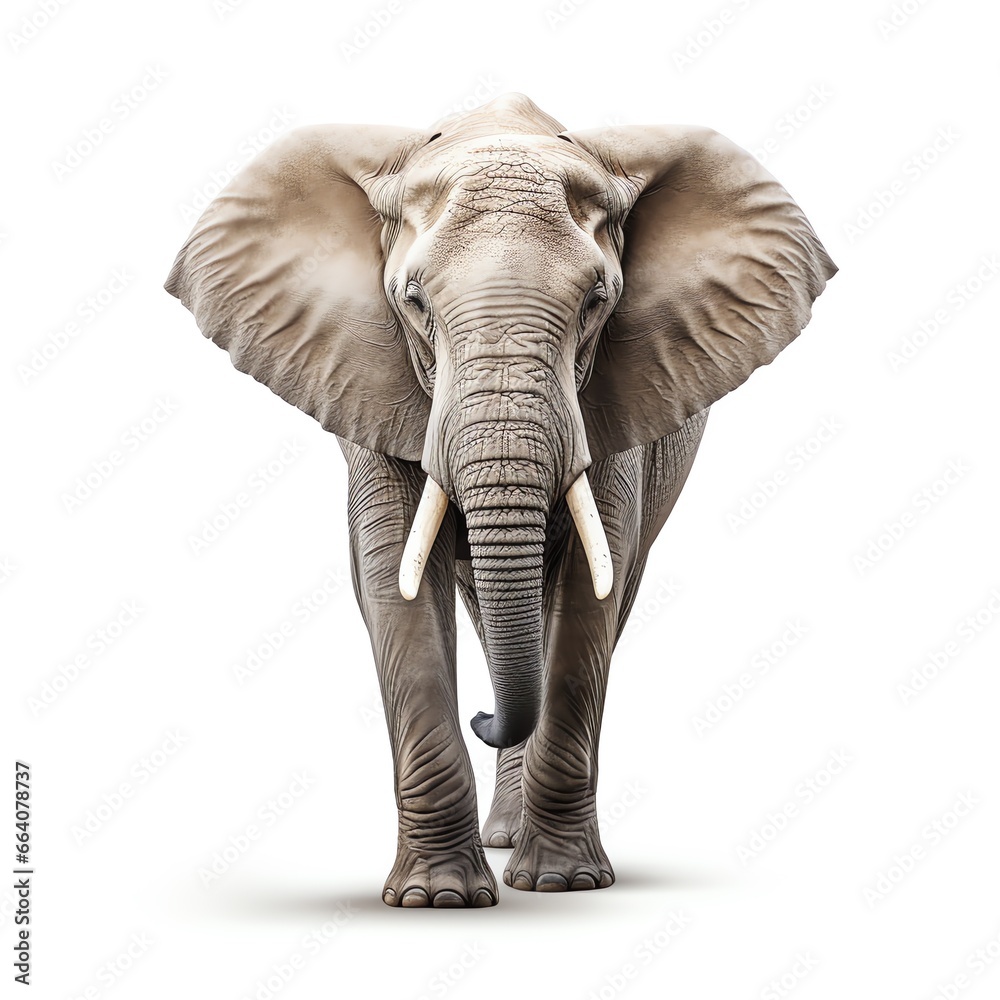 an elephant with tusks walking
