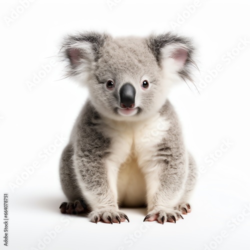 a koala bear sitting on a white surface