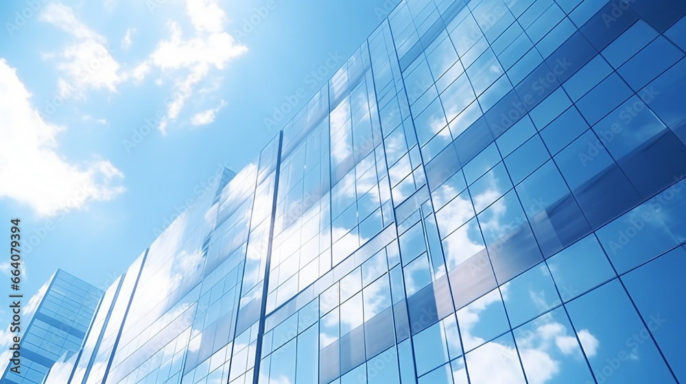 modern office building with glass and clouds