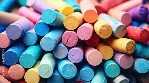 a close up of colorful chalks photo