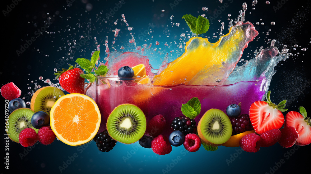 fresh fruit with water splash fresh fruit with water splash