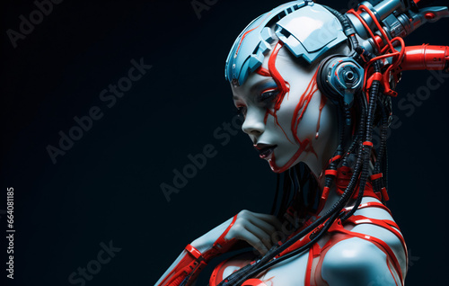 an image of a red and blue figure standing on her hand