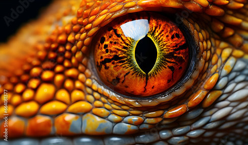 Photo Closeup head of iguana eye , iguana side view closeup