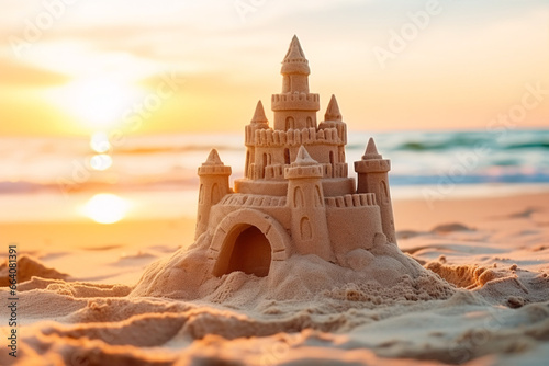 close upsand castle on the beach in style of Japanlone © Daniel