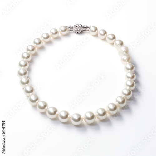 a pearl necklace on a white background