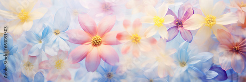 Floral kaleidoscope image, spring flowers intricately patterned, pastel colors © Marco Attano