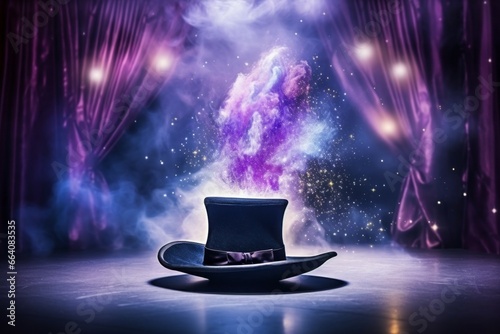 Magician's or wizard's hat. Background with selective focus and copy space