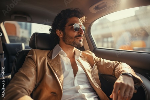 City Commuter in Car, Business Traveler Wearing Sunglasses © top images