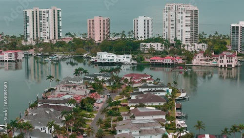 Aerial wide footage of Homes in Naples. Florida neighborhoods. real estate shot photo