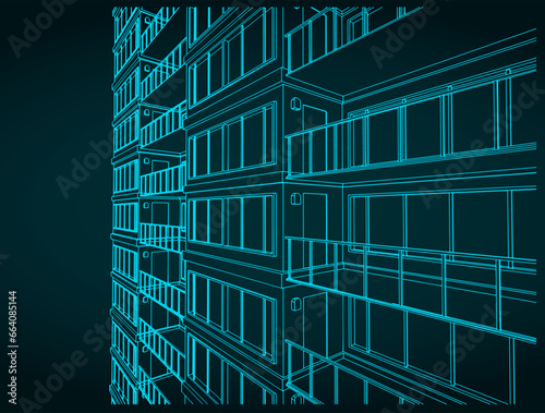 Apartment building close up illustration