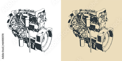 Diesel engine illustrations