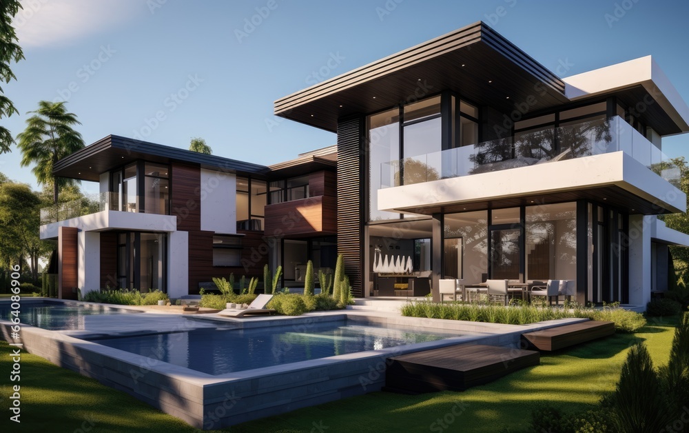 A modern and sleek architectural house design A modern and sleek architectural house design