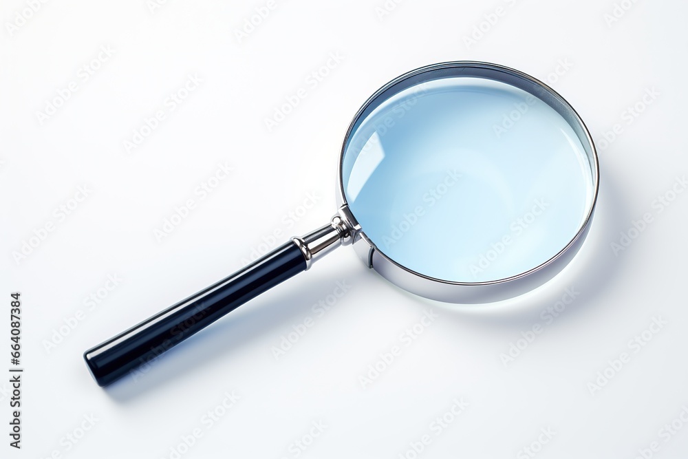 Magnifying glass on a white background. 3d rendering, AI Generated Magnifying glass on a white background. 3d rendering, AI Generated