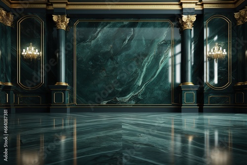 Luxury interior with marble walls and floor, 3d render, AI Generated