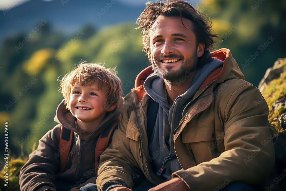 father and son photo, outdoors adventures, family concept