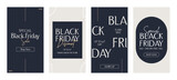 Black Friday minimalistic abstract social media stories set. Collection of templates, banners and backgrounds for shopping and business.