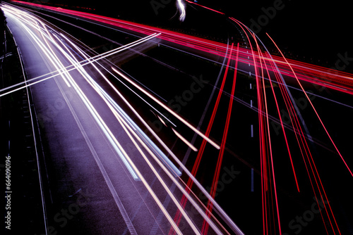 cros lights of cars with night. long exposure, light lines © Remigiusz