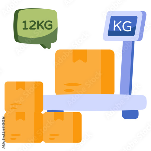 Conceptual flat design icon of parcel weighing