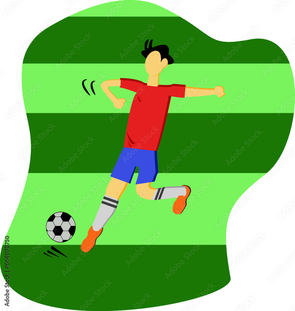 vector illustration of a football player kicking a ball, suitable for posters and book illustrations