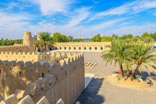 View from the courtyard of the historic Al Jahili Fort, in Al Ain, Abu Dhabi, the United Arab Emirates. photo