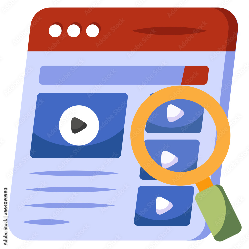 Conceptual flat design icon of search video Conceptual flat design icon of search video