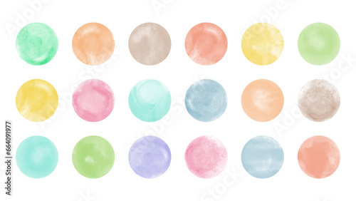 Watercolor pastel circle set on white background. Colorful round abstract shape for design, branding, and modern minimal art projects