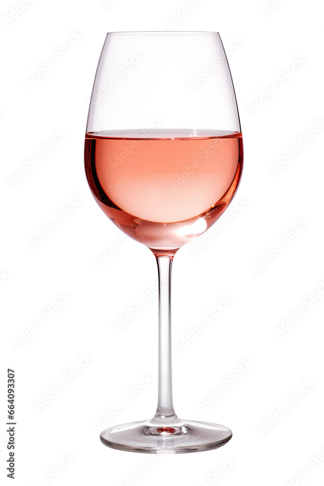 A glass of rose wine on a transparent background. Png file