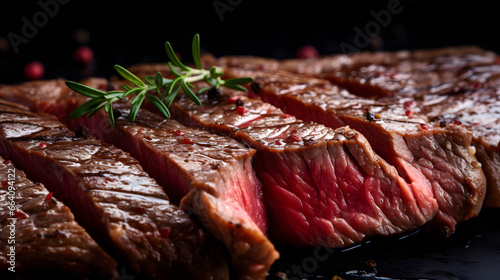 entrecote steak background. Soft shadows. on mettal plate. Clean sharp focus. High - end retouching. Professional color grading enhances their rich red hues, while soft shadows and clean sharp focus