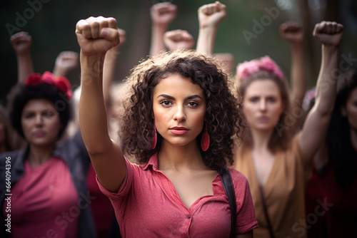 Young Latina Woman Empowered and Advocating for Feminism