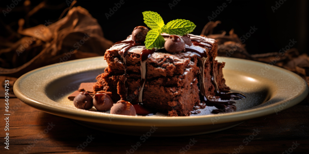 Delicious Brownie, Rich chocolate fudge with gooey center Delicious Brownie, Rich chocolate fudge with gooey center