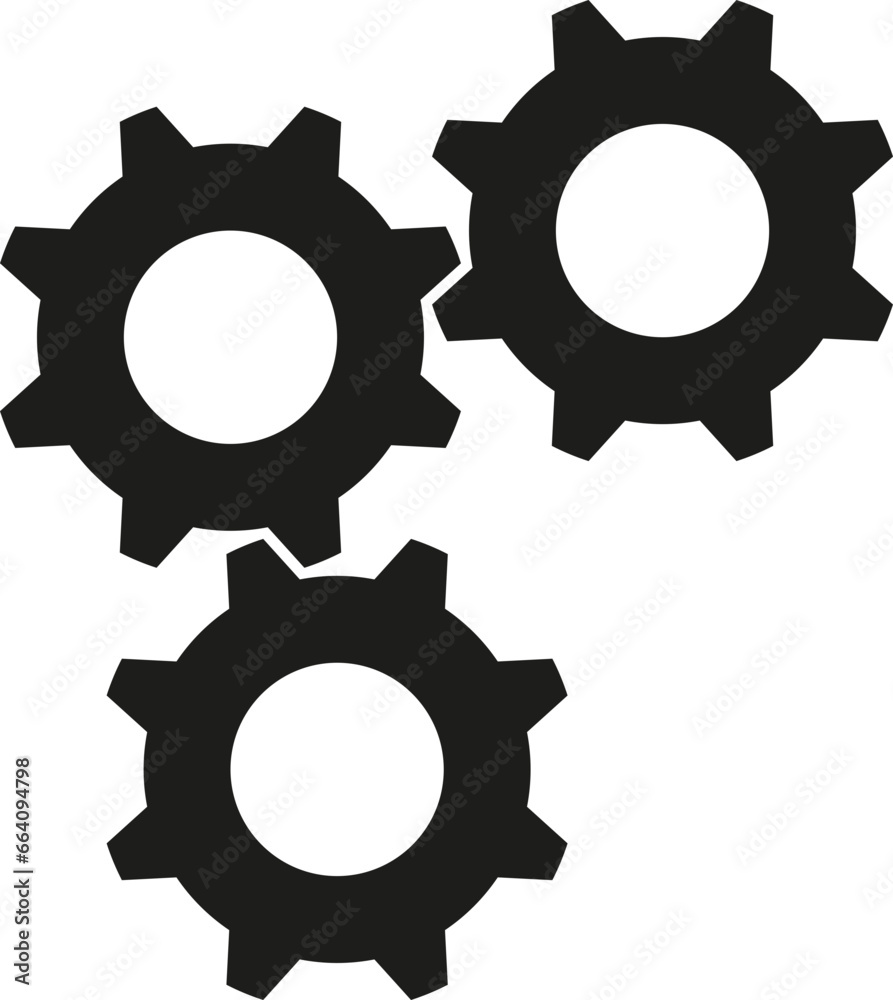 Minimalist black gears silhouettes