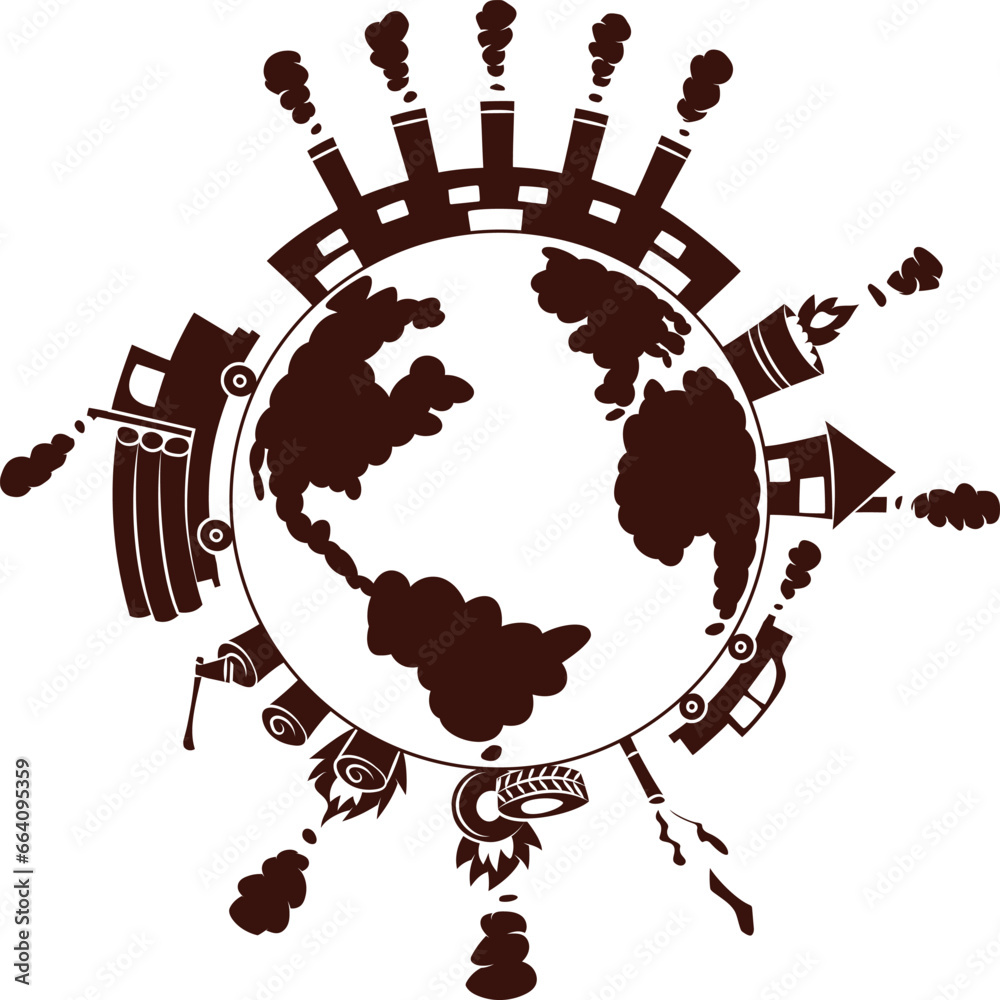 Earth air pollution, isolated vector illustration Earth air pollution, isolated vector illustration