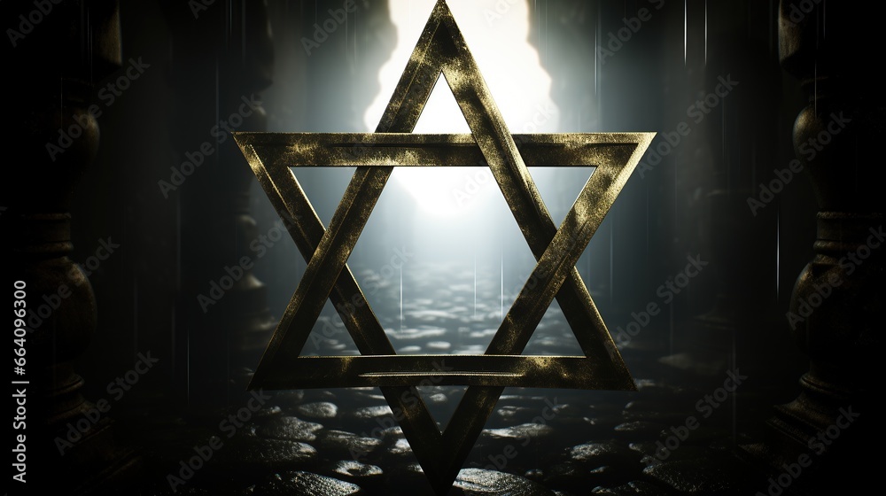 Star of David, ancient symbol, emblem in the shape of a sixpointed
