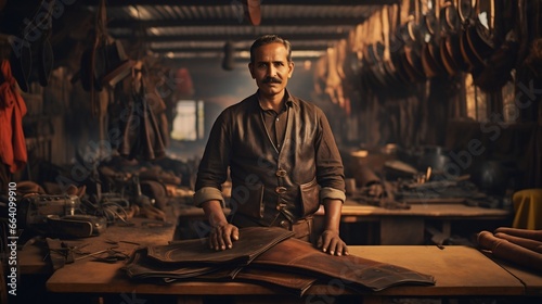 Craftsman at Work: Skilled Carpenter in Workshop