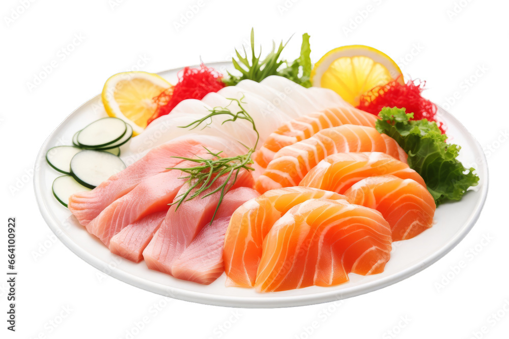 salmon on a plate isolated