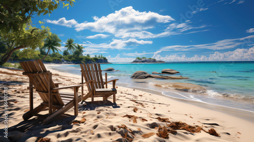 Relaxing beach chair tropical paradise travel vacation beautiful view 