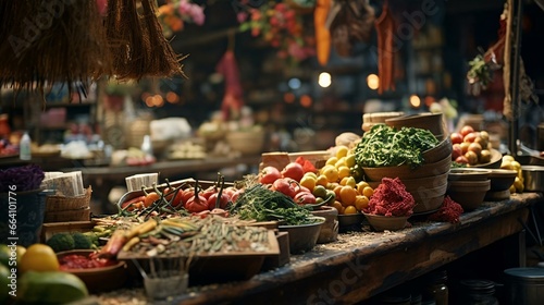 a market with various fruits