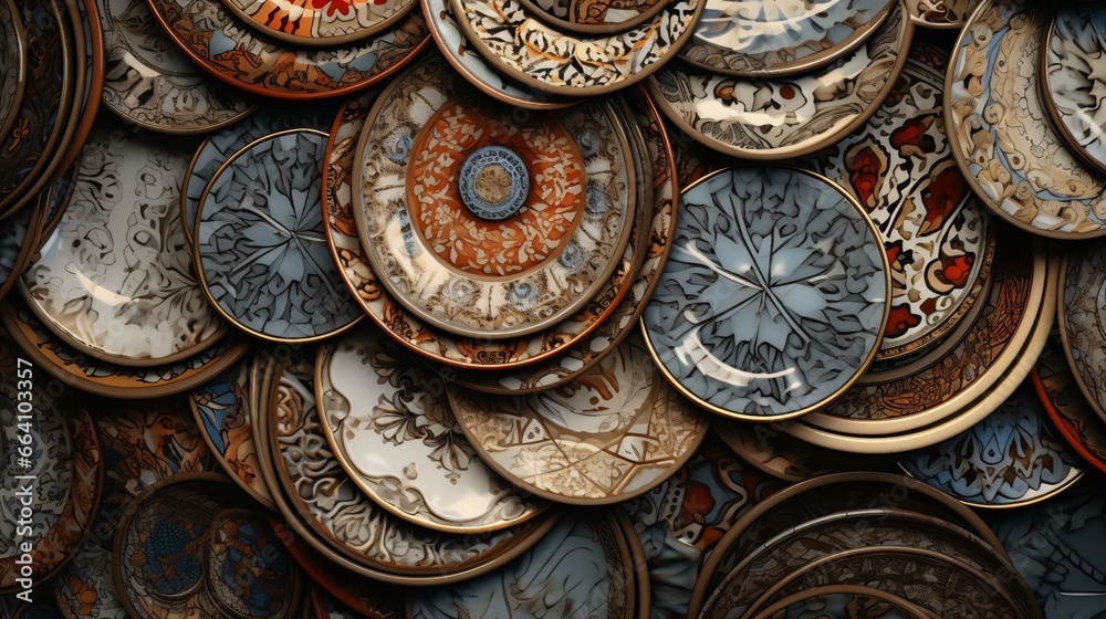a group of colorful plates a group of colorful plates