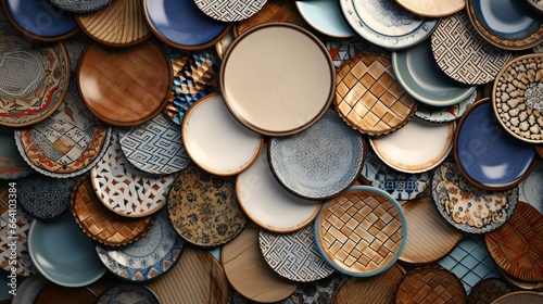 a group of colorful plates