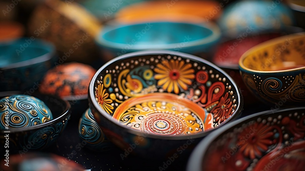 a group of colorful bowls