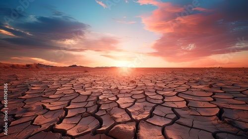 Cracked earth parched land arid soil desert Climate Change. Generation AI