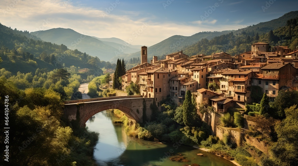 European Village landscape, from the coastal charm to scenic vineyards and historic villages, culminating in a serene sunset. Celebrate the timeless essence of European countryside